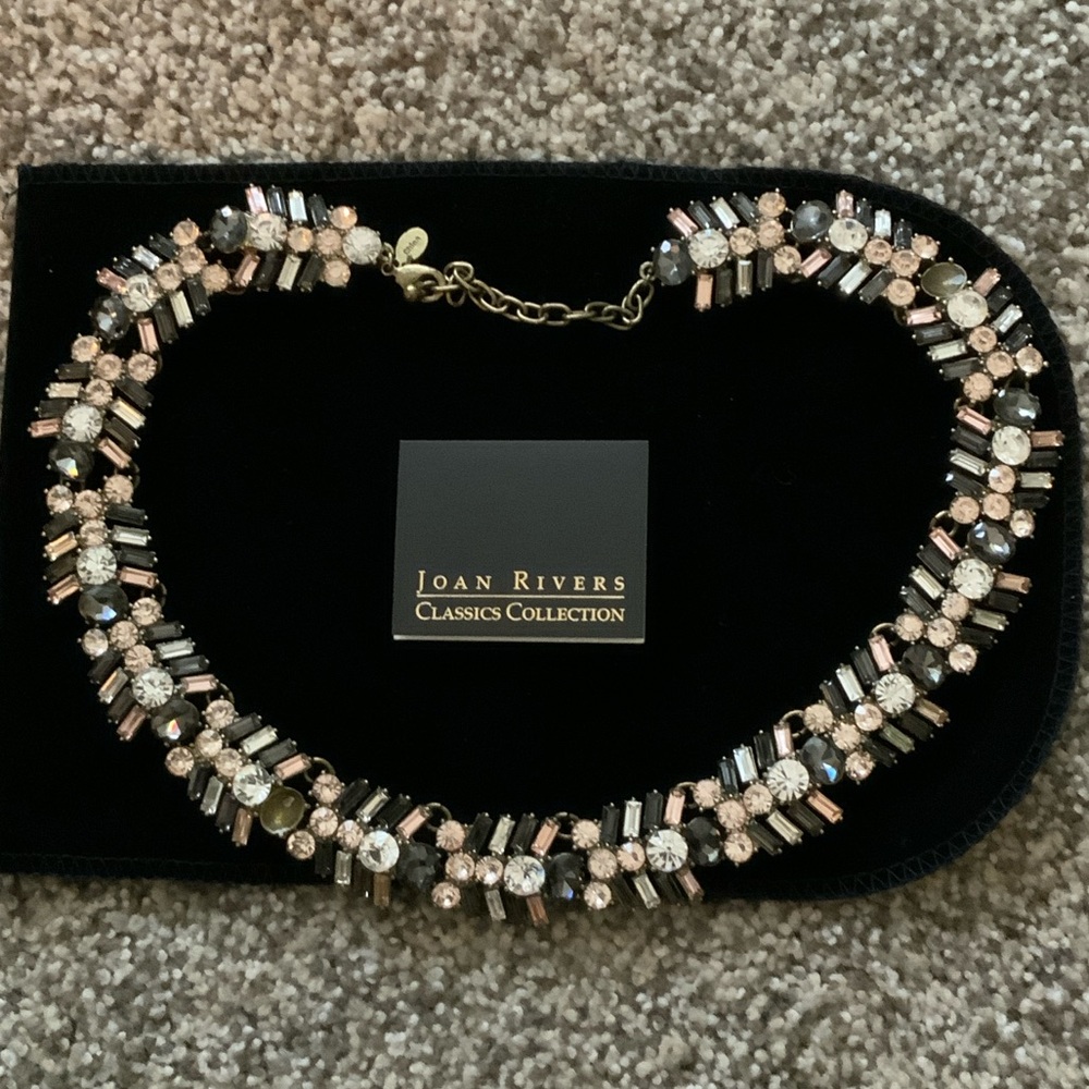 Joan Rivers Classic Collection Earthy Tone Black Crystal Collar Necklace - NEW